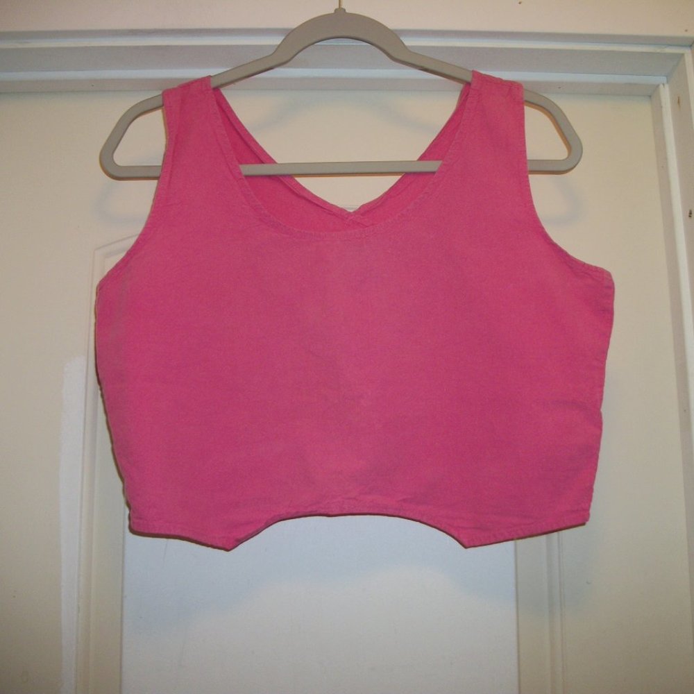 GREEK TURKISH  STYLED PINK COTTON CROP TANK TOP M